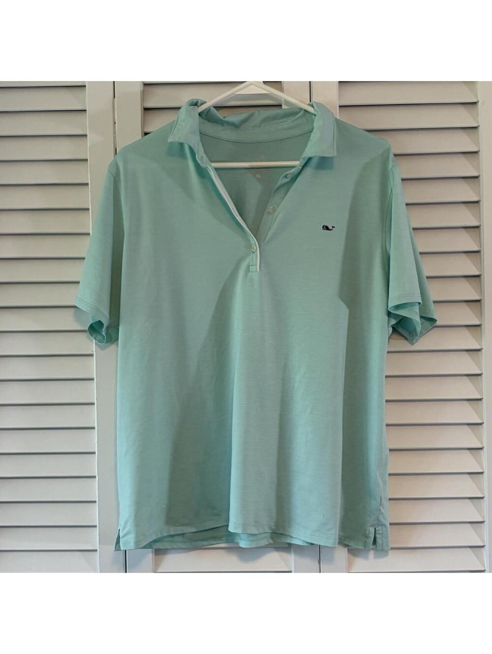 Vineyard Vines Performance Polo Shirt Woman's XL Light Blue Cotton & Polyester